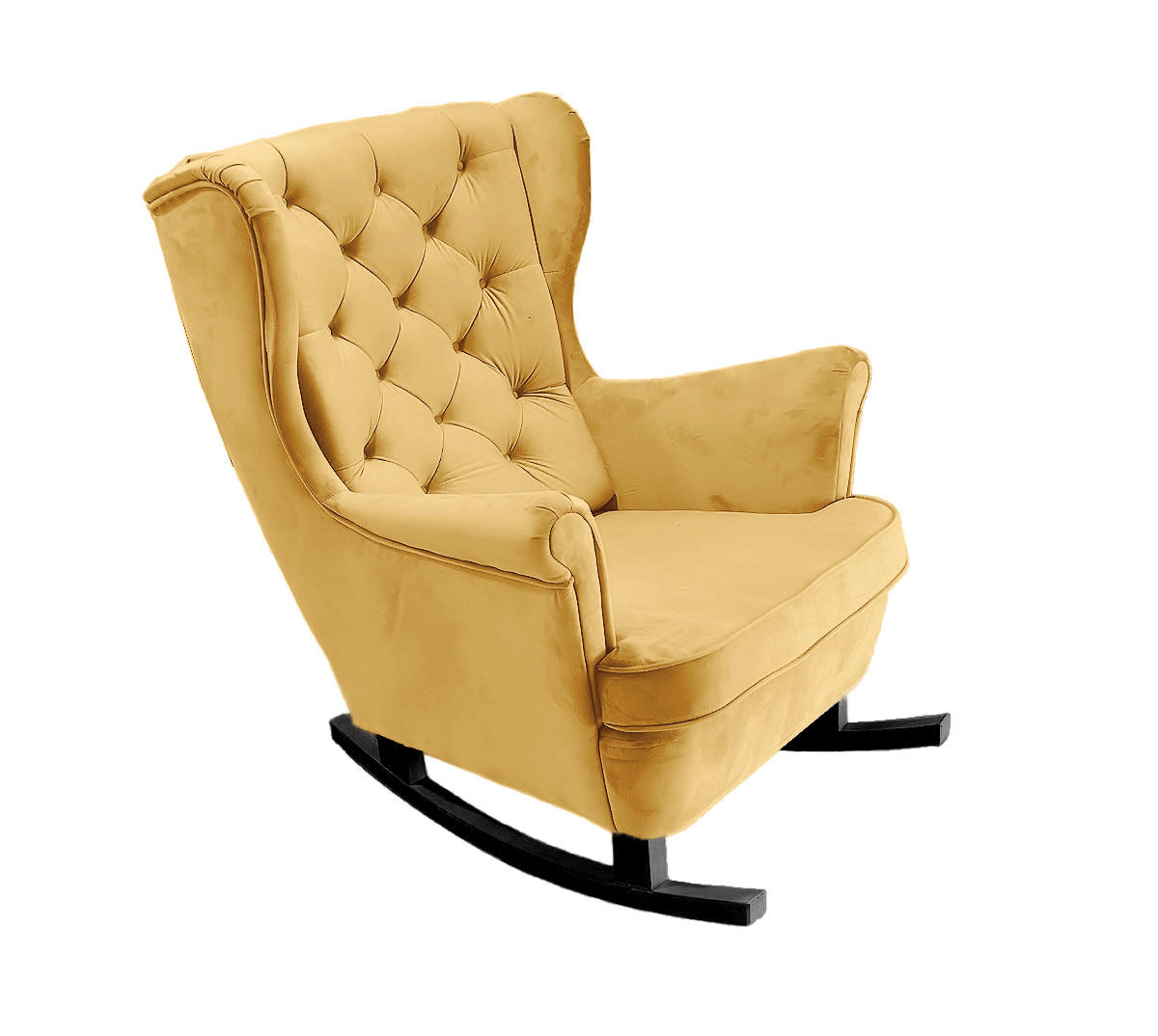 SCHAUKELSESSEL mit gepolstertem Sitz und Armlehnen, 102x81x95 cm, Gold_29822 - Birkefarben/Schwarz, Holz/Textil (81/102/95cm) - DomoHome