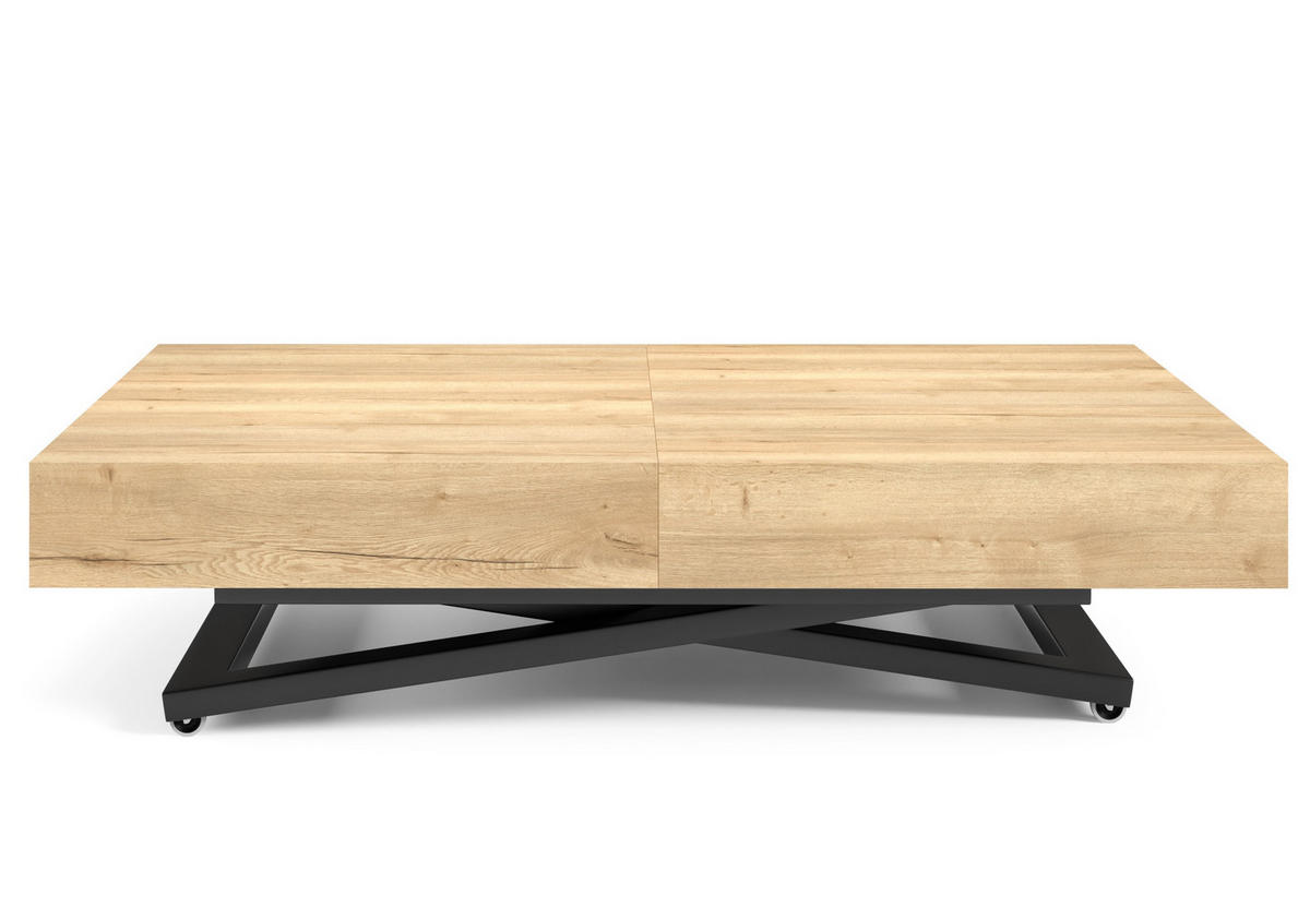 ESSTISCH UND COUCHTISCH IN EINEM Elano Halifax Eiche - Hellbraun/Schwarz, Holz/Metall (80/200/80cm) - S-Style Möbel