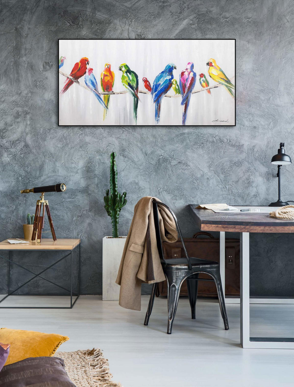 ACRYLBILD HANDGEMALT 120/60 cm - Multicolor/Weiß, Holz/Textil (120/60cm) - KUNSTLOFT