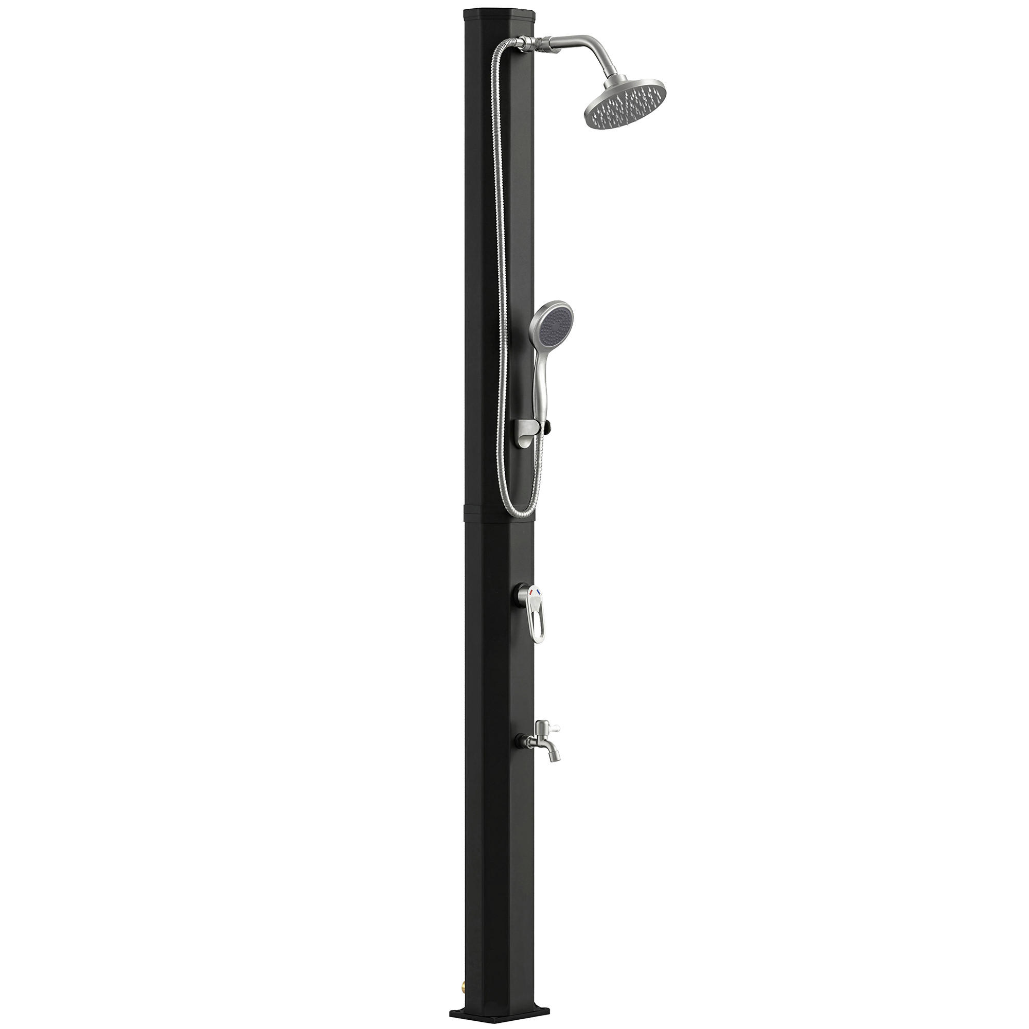 SOLARDUSCHE Kunststoff Schwarz - Schwarz, Kunststoff (14/215/18cm) - Outsunny