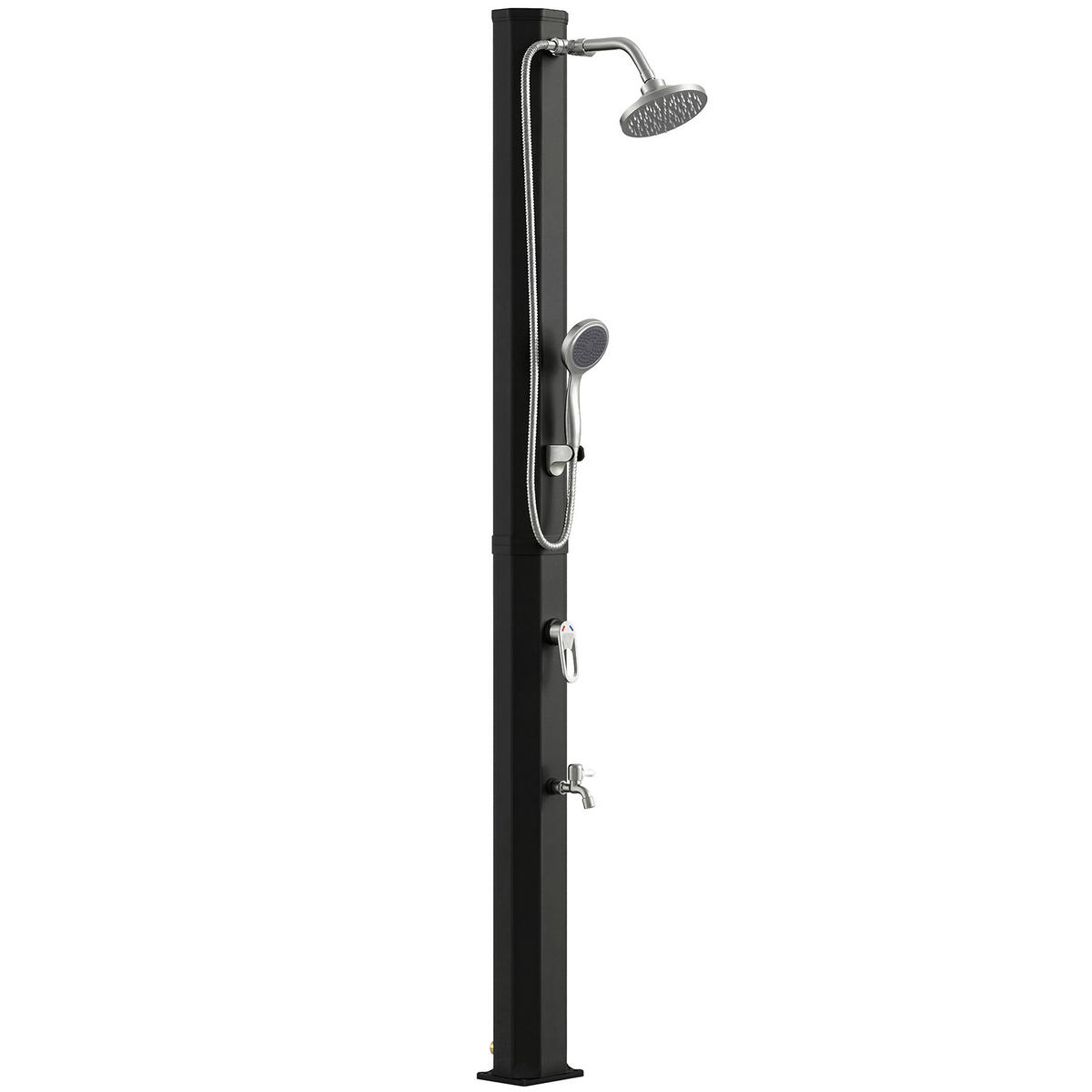 SOLARDUSCHE Kunststoff Schwarz - Schwarz, Kunststoff (14/215/18cm) - Outsunny