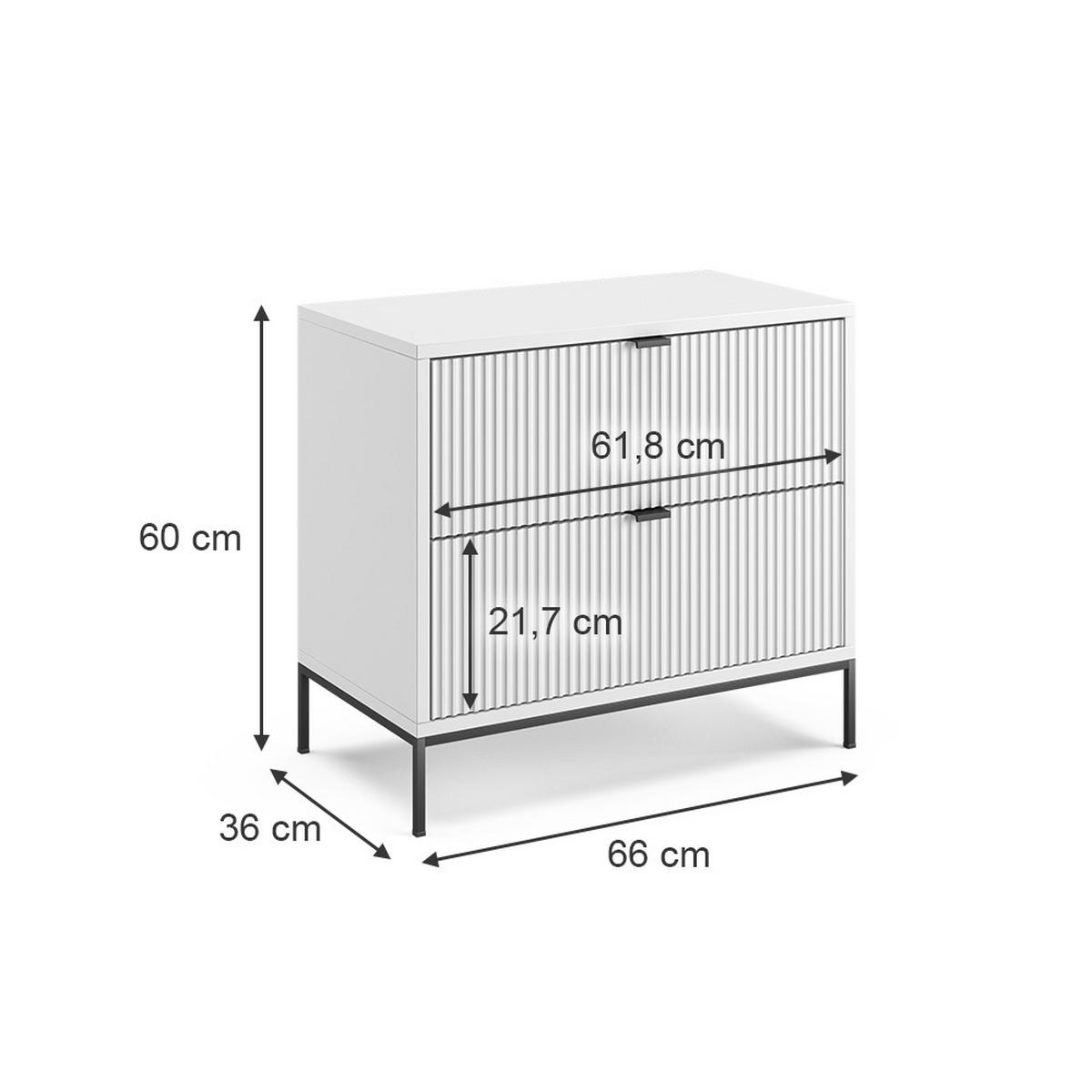 NACHTTISCHE Eliza Weiß 2er Set - Weiß, Holzwerkstoff (66/60/36cm) - Vicco
