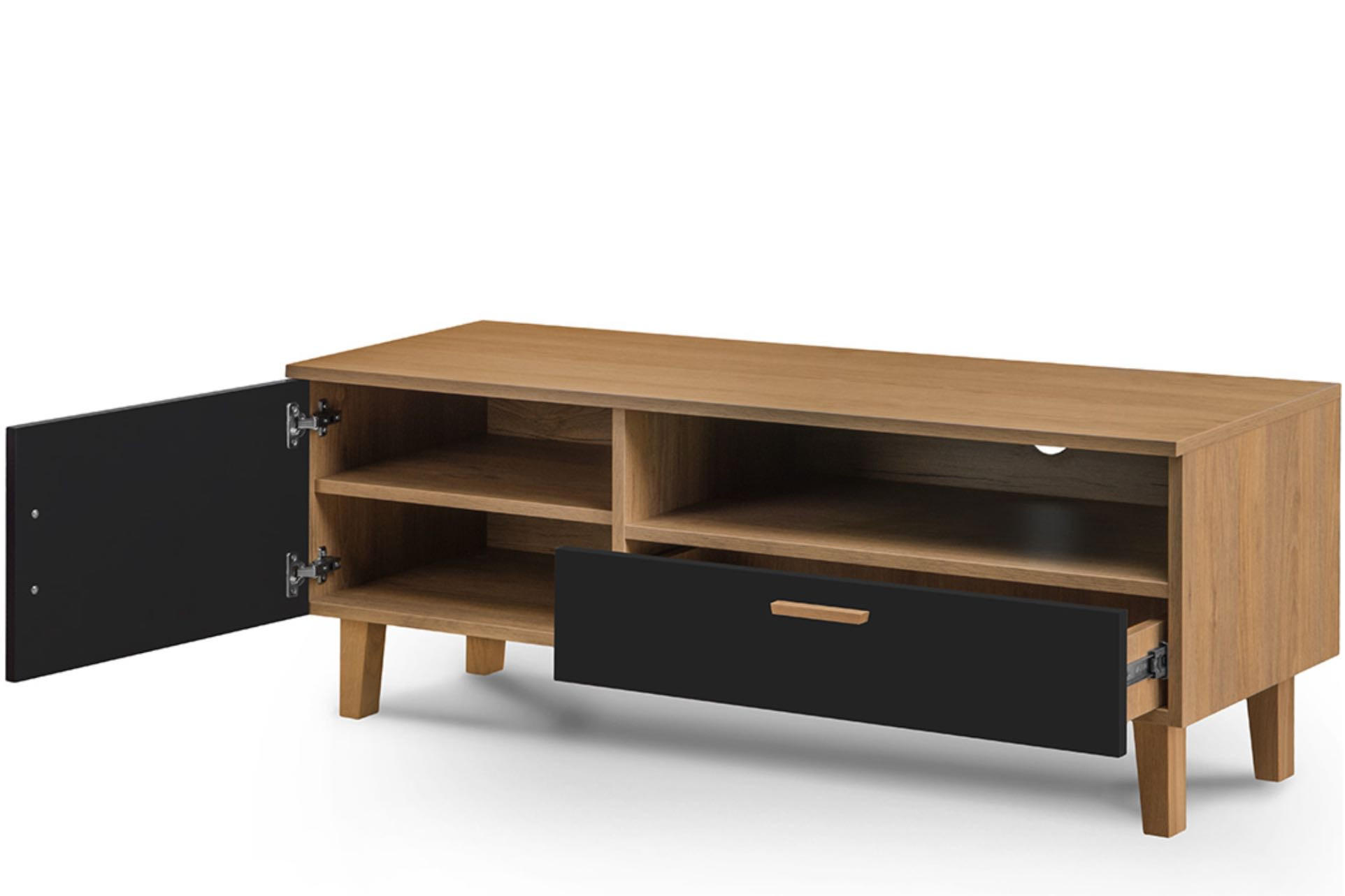 Thumbnail - Konsimo® Lowboard, Schwarz, Holzwerkstoff, 126x49x46 cm, Wohnzimmer, Wohnwände, Lowboards, Lowboards stehend