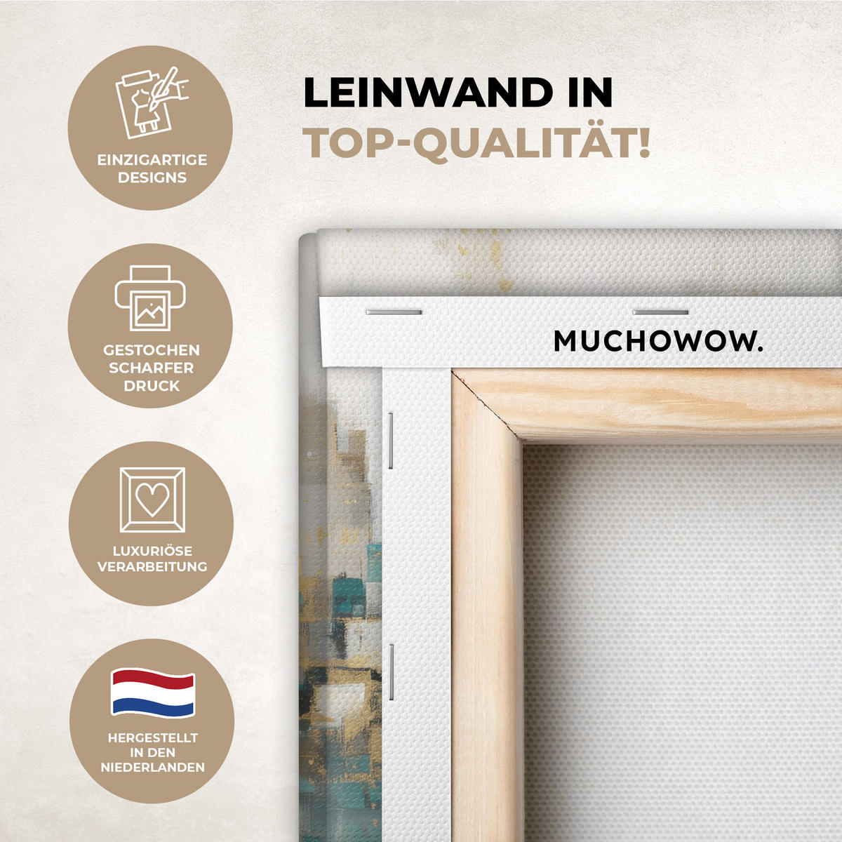 LEINWANDBILD Abstrakt - Blöcke - Gold - Skyline Wandbild 40x30 cm - Beige, Textil (40/30cm) - MuchoWow