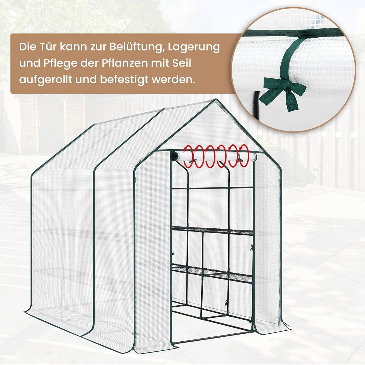 FOLIENGEWÄCHSHAUS, für Frühbeet Gemüse Blumen, 143 x 195 x 215 cm - Weiß, Textil/Metall (143/195/215cm) - Woltu