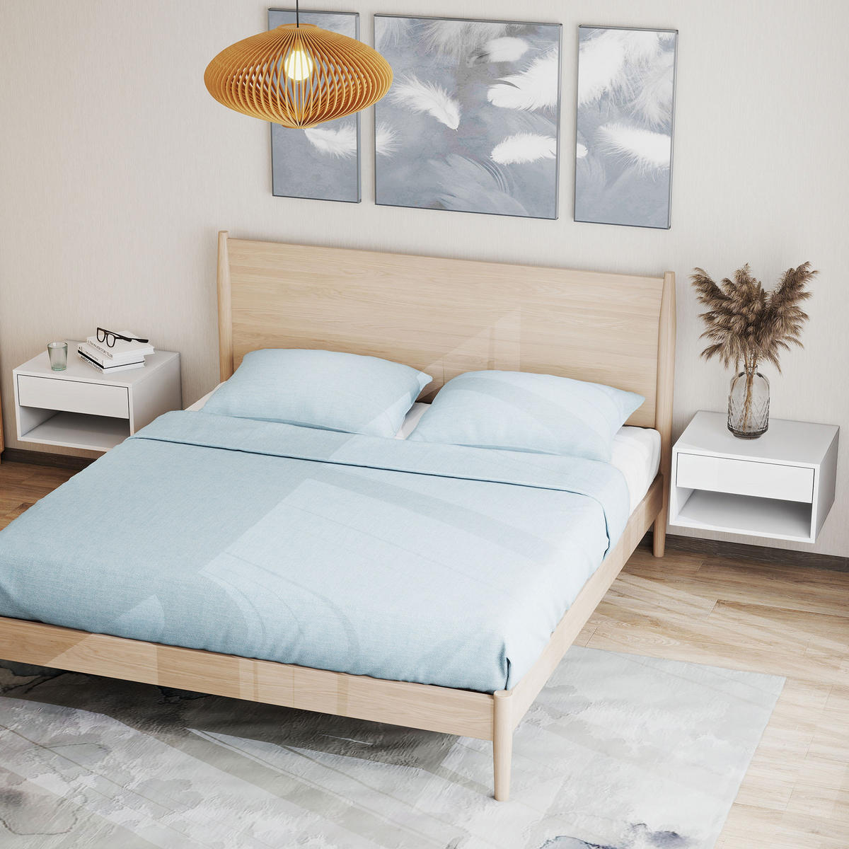 NACHTSCHRANK 2er-Set DE-12941 Schublade und offenes Fach Weiß - Weiß, Holzwerkstoff (32/21/37cm) - ComfortXL