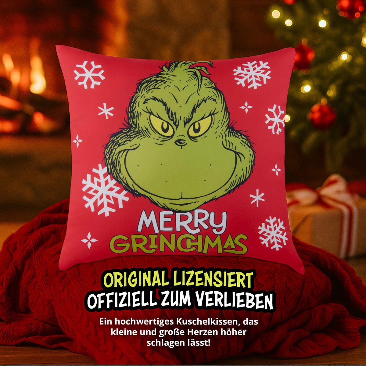 ZIERKISSEN The Grinch Rot 40 x 40 cm - Rot, Textil (40/40/10cm) - United Labels