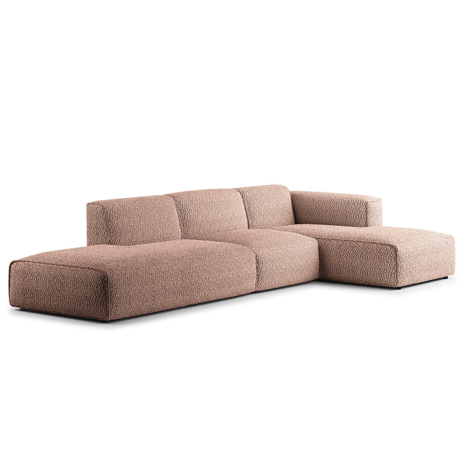 ECKSOFA mit Chaiselongue - Mauve/Schwarz, Kunststoff/Textil (290/173cm) - home24