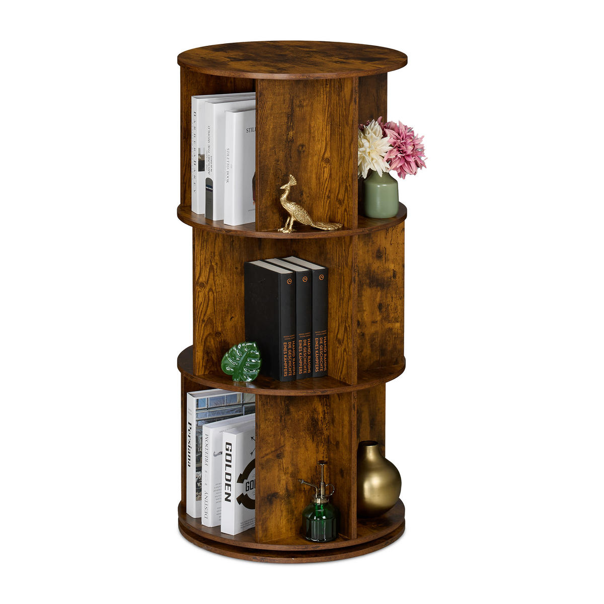BÜCHERREGAL - Braun, Holzwerkstoff/Metall (50/104/50cm) - Relaxdays