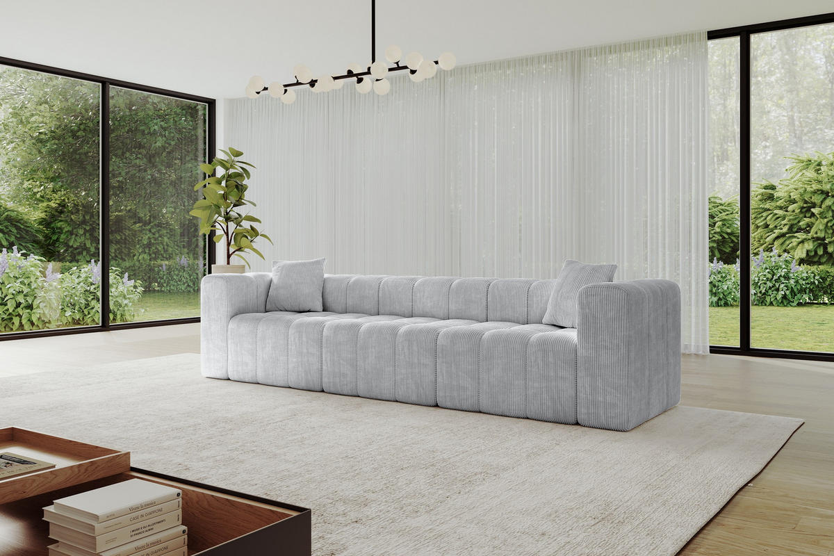 POHOVKA 3-MÍSTNÁ DONY-3 315x90x71 cm Šedá Manšestr - šedá/barva hliníku, kompozitní dřevo/textil (315/71/90cm) - ALTDECOR