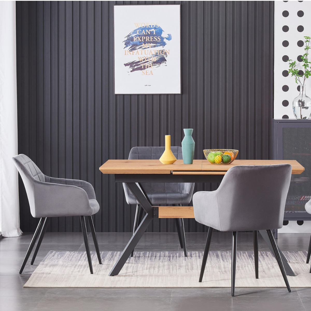 STUHL Samtgrau - Grau, Metall (55/82/59cm) - Life Interiors