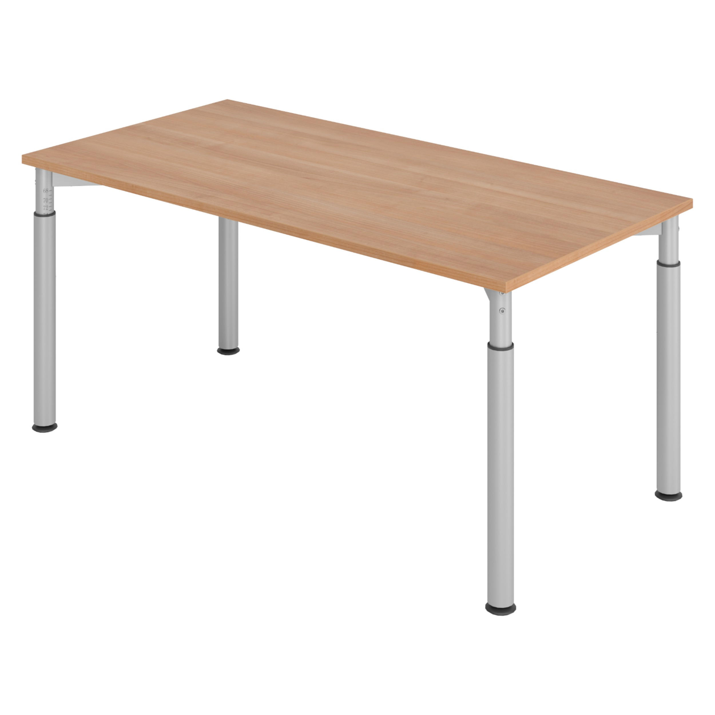 SCHREIBTISCH Serie-Y 80/160/74 cm in Nussbaumfarben/Silberfarben - Silberfarben/Nussbaumfarben, Holzwerkstoff (80/160/74cm) - bümö