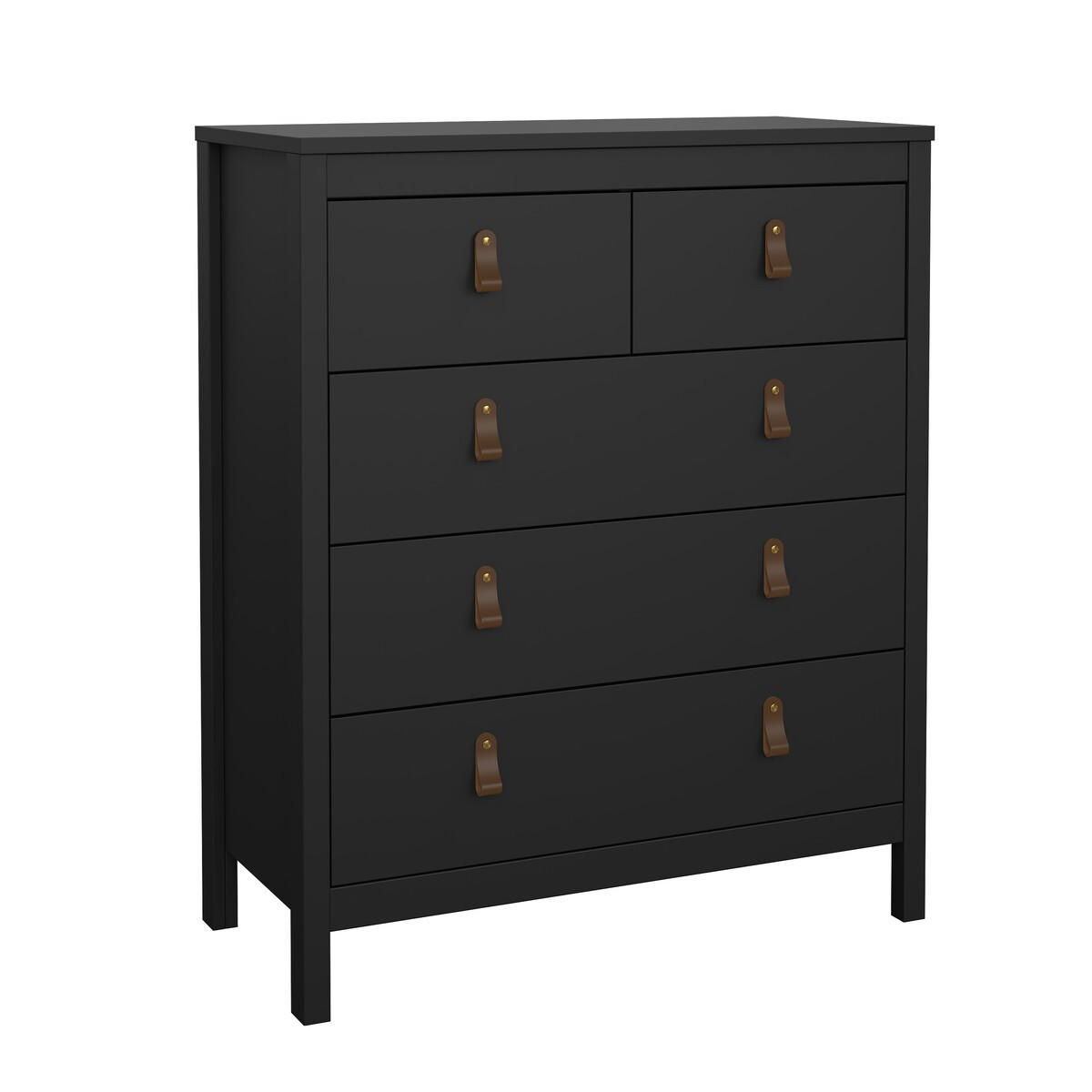 KOMMODE mit 5 Schubladen matt schwarz barcelone 82,3/38,4/98,9 cm - Schwarz, Holzwerkstoff (38.4/98.9/82.3cm) - Calicosy