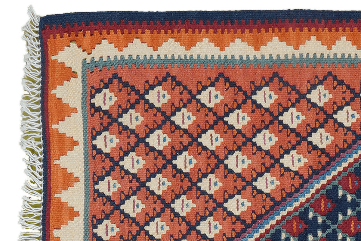 HANDWEBTEPPICH Kelim Senneh Rot 87/62 cm Schurwolle - Rot, Textil (62/87cm) - Looma