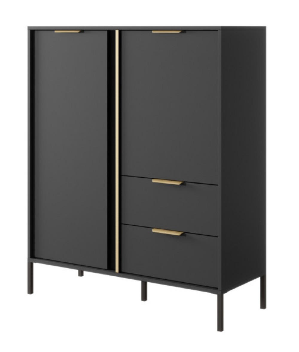 KOMMODE Anthrazit LARYSA Hoch - Graphitfarben, Holzwerkstoff (103.3/123.4/39.5cm) - Sepro Meble