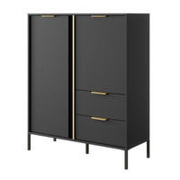 KOMMODE Anthrazit LARYSA Hoch - Graphitfarben, Holzwerkstoff (103.3/123.4/39.5cm) - Sepro Meble