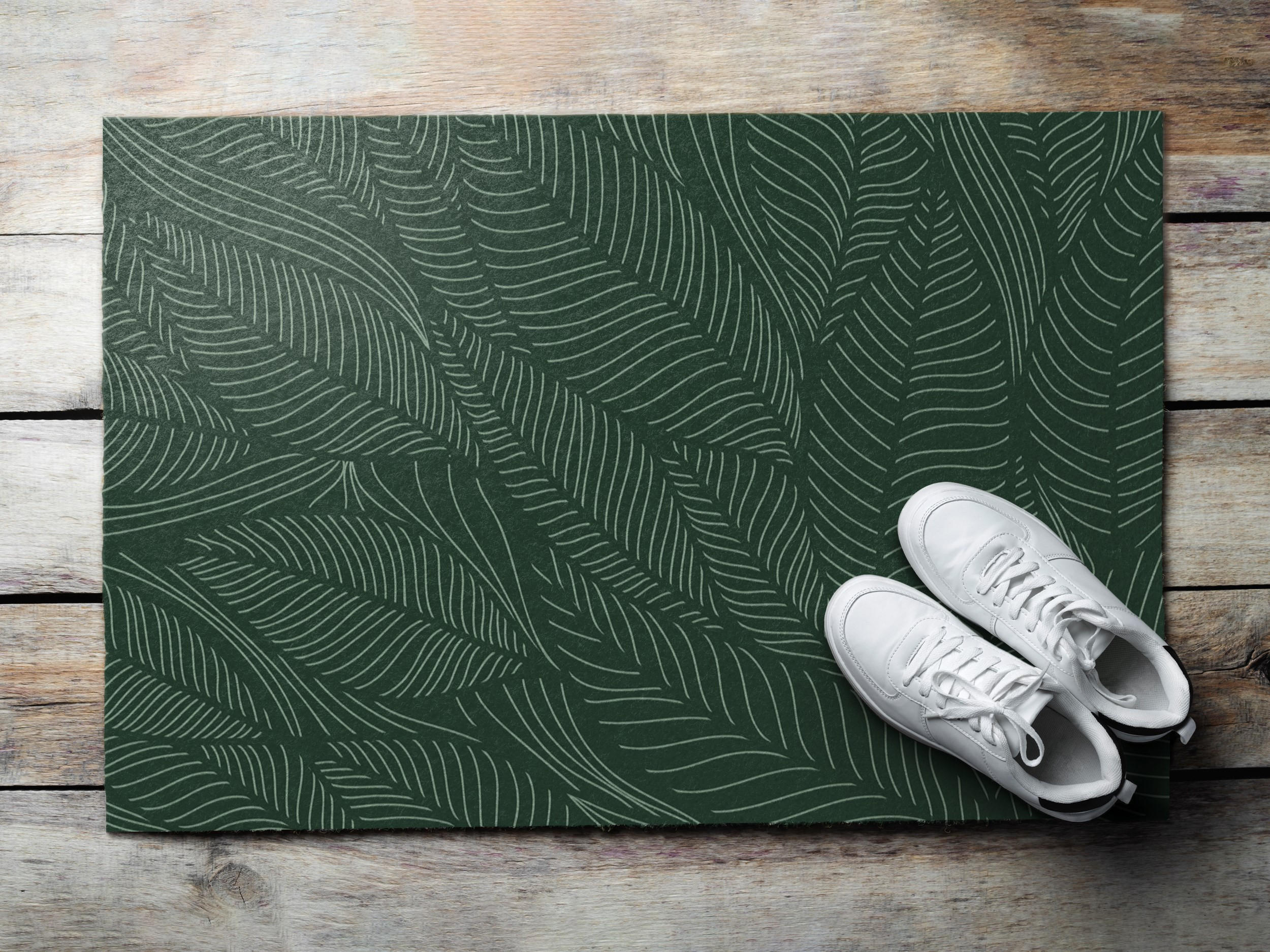 FUSSMATTE 90 x 60 cm Pflanzenmuster - Grün, Textil (90/60cm) - TULUP