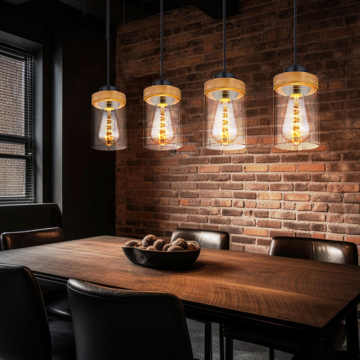 HÄNGELEUCHTE FINCA Metall Grau - Grau, Holz (82/10/150cm) - Globo Lighting