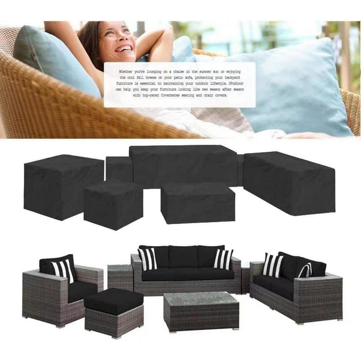 ABDECKUNG Gartenmöbel 270 x 210 x 80 cm wetterfest Oxford 420D - Schwarz, Kunststoff (210/80/270cm)