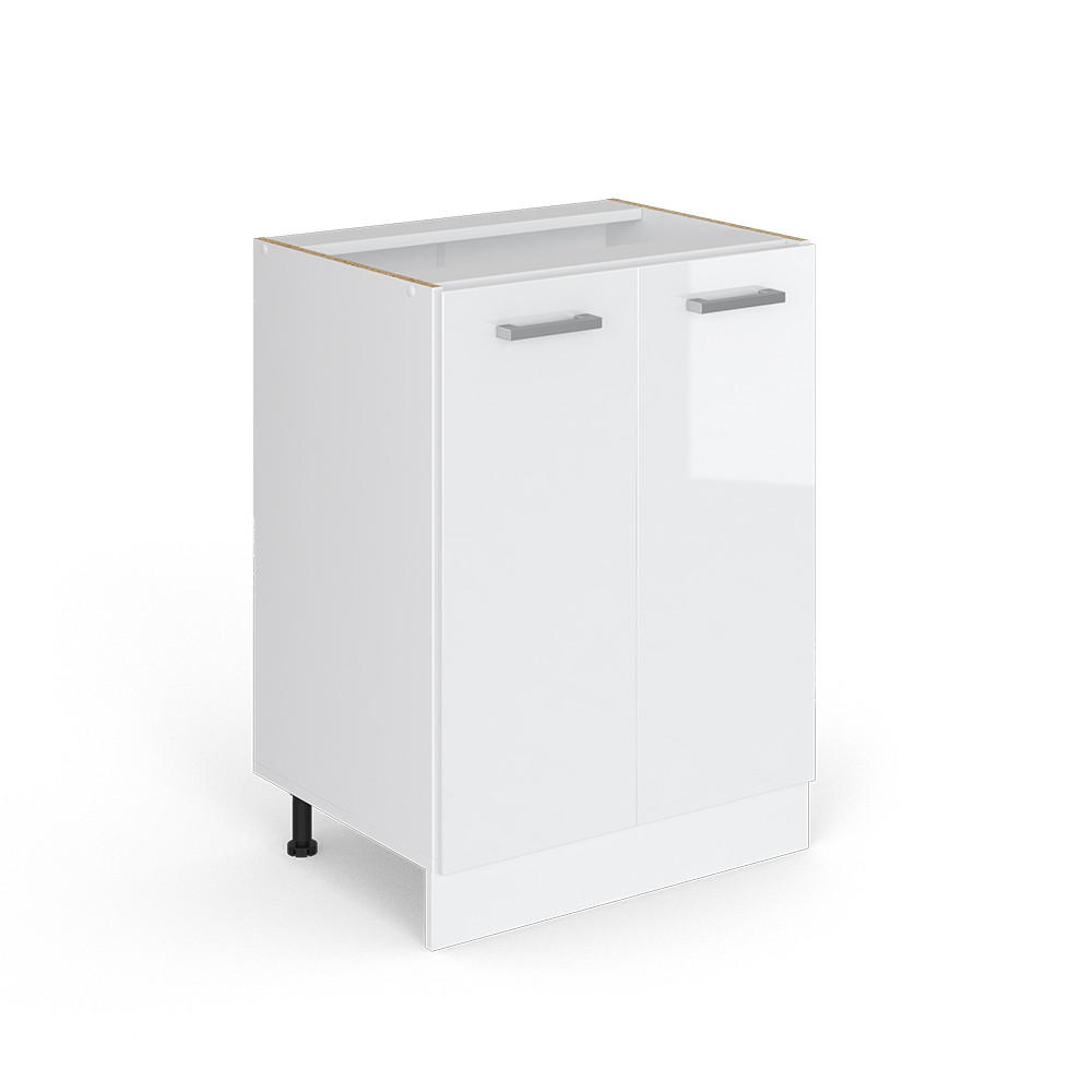 UNTERSCHRANK R-Line Weiß Hochglanz 60 cm mit Türen, ohne AP - Weiß Hochglanz/Weiß, Holzwerkstoff (60/81.6/46cm) - Vicco