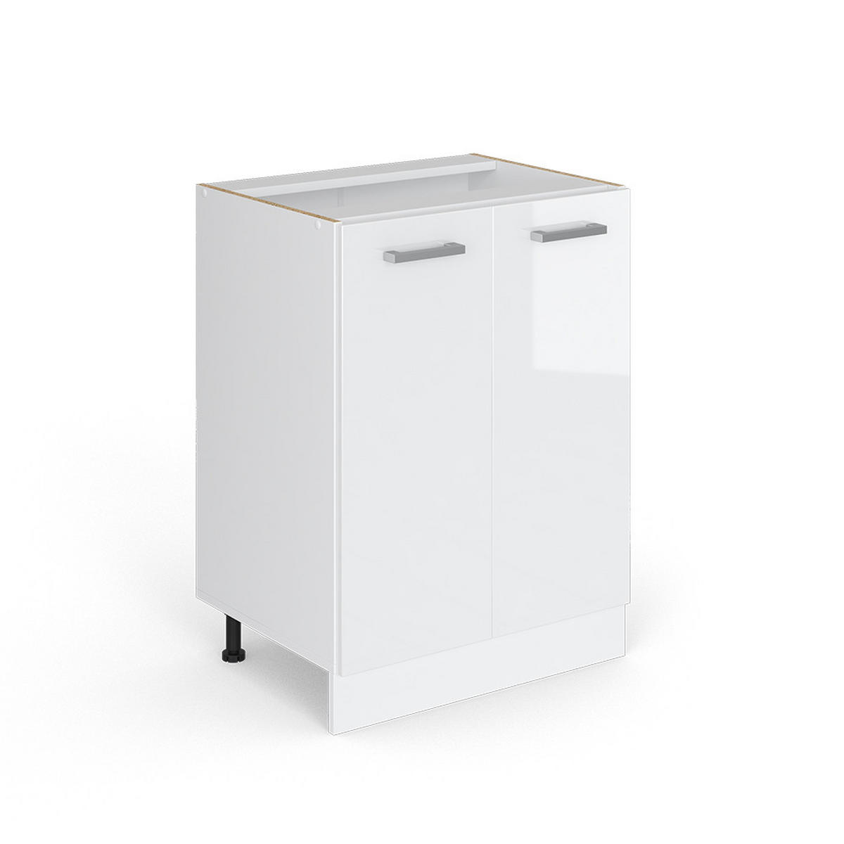 UNTERSCHRANK R-Line Weiß Hochglanz 60 cm mit Türen, ohne AP - Weiß Hochglanz/Weiß, Holzwerkstoff (60/81.6/46cm) - Vicco