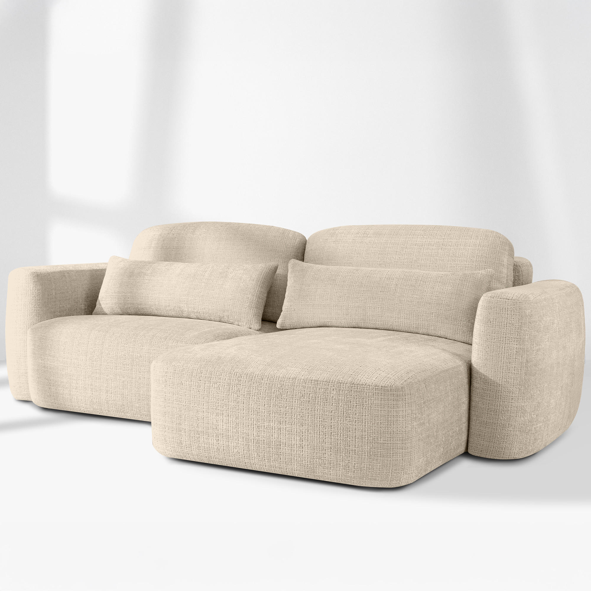 SITZGARNITUR ELOSA - Creme, Holz/Textil (245/85/165cm) - KONSIMO®
