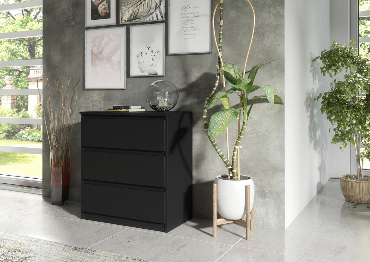 KOMMODE 70 Schwarz 70x39x78,5 cm - Schwarz, Holzwerkstoff (70/78.5/39cm) - Mobelsta