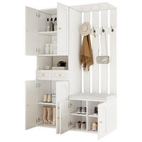 GARDEROBE in Weiß Flurgarderobeset mit Schuhbank und Schubladen für Flur, B110/T37/H180cm - Weiß, Holzwerkstoff/Metall (110/180/37cm) - STILVORA