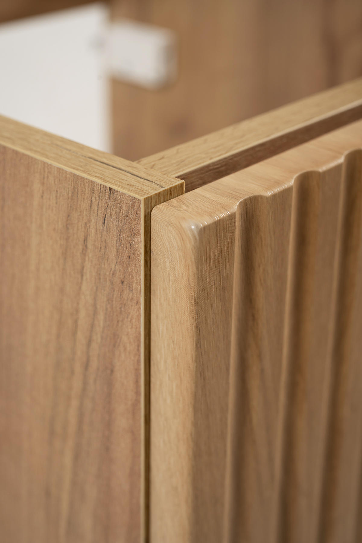 BADEZIMMERSCHRANK MIT WÄSCHEKORB: Eiche Craft, 40 x 57 x 46 cm, schwarze Griffe - Eichefarben, Holzwerkstoff (40/57/46cm) - 3XE LIVING