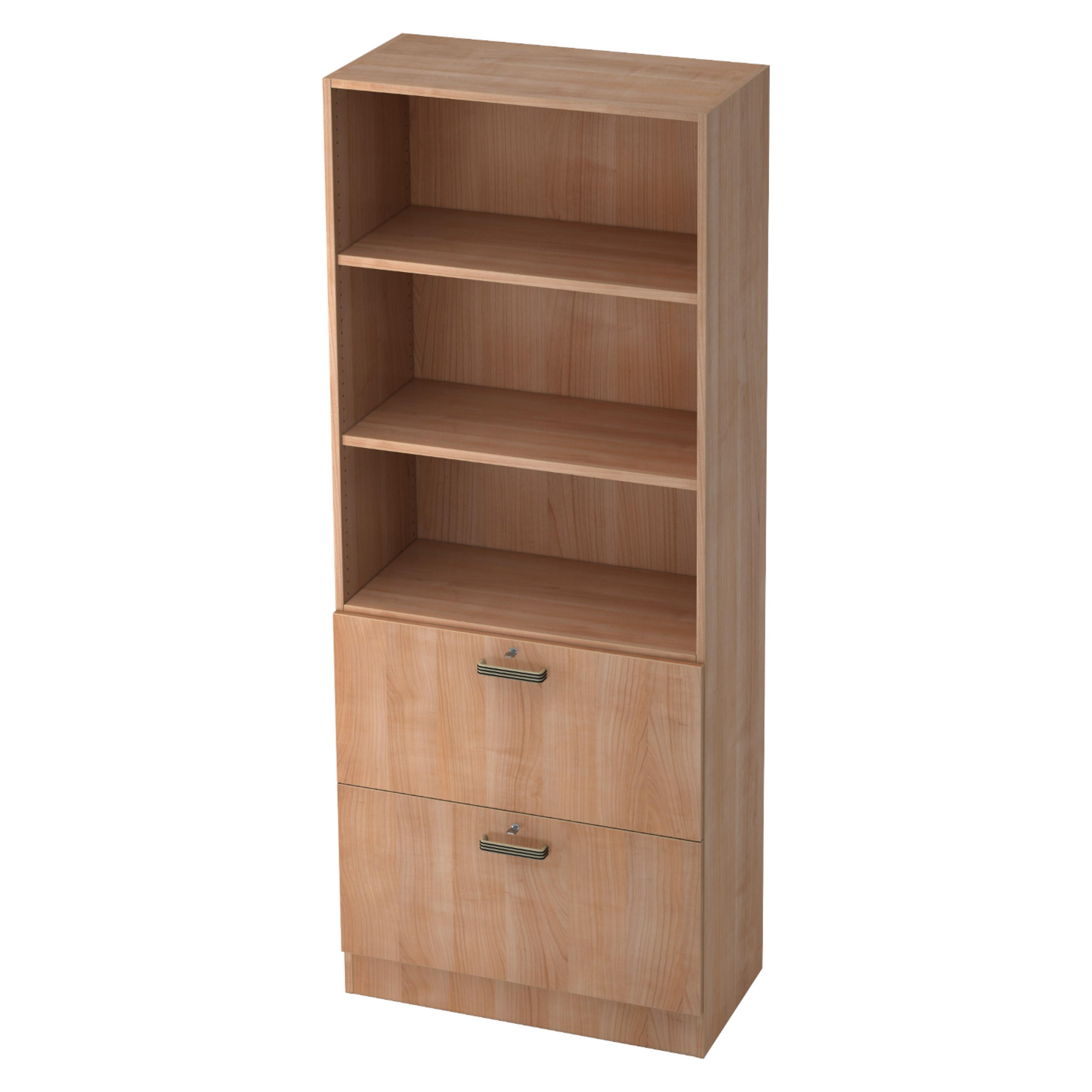 HÄNGEREGISTER Kombi - 2 Schübe 42/80/200,4 cm in Nussbaumfarben Streifengriff (Kunststoff) - Nussbaumfarben, Holzwerkstoff (80/200.4/42cm) - bümö