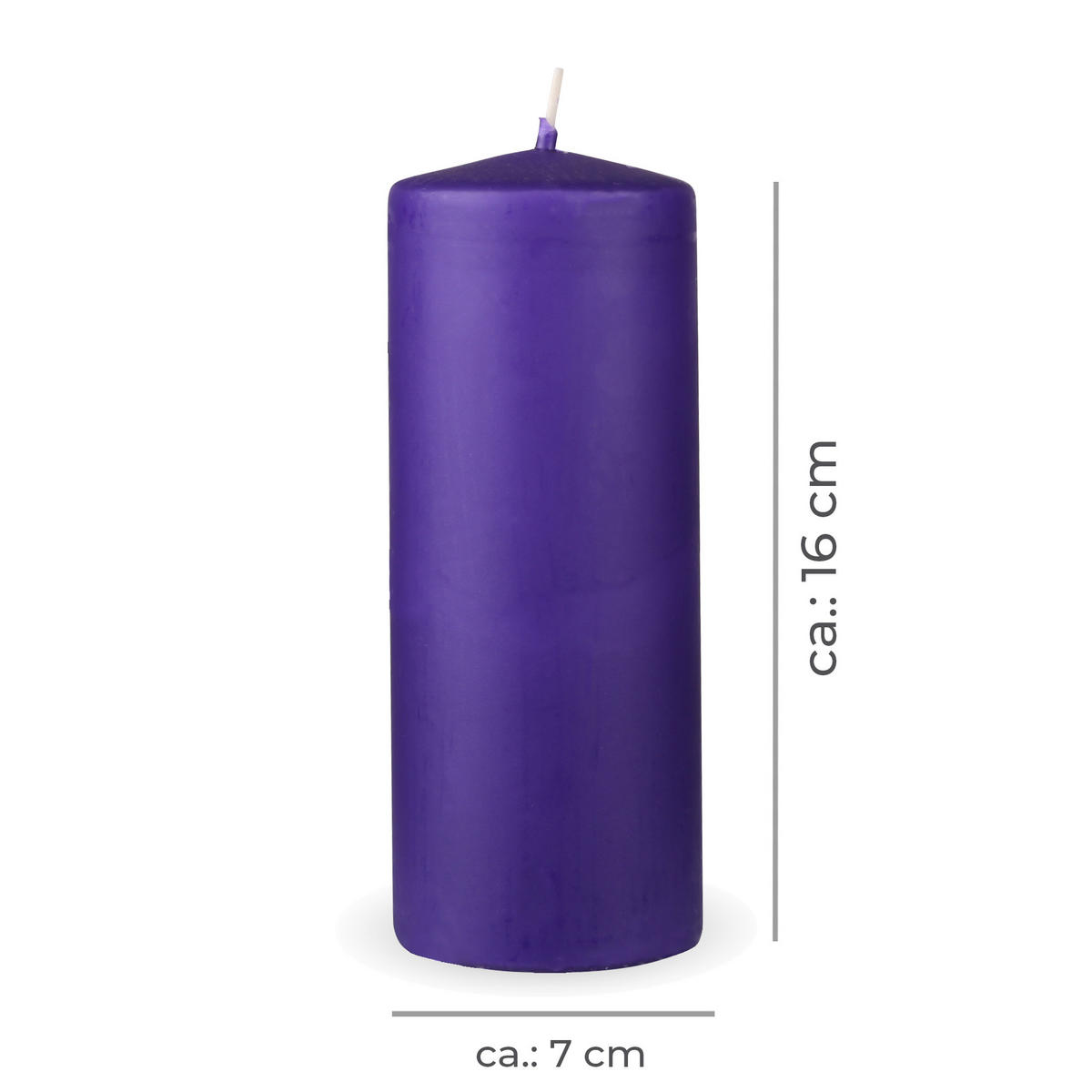 STUMPENKERZEN 4er Pack "Lila", Größe Ø7cm x Höhe: 16 cm - Lila, Naturmaterialien (7/16cm) - Bestlivings