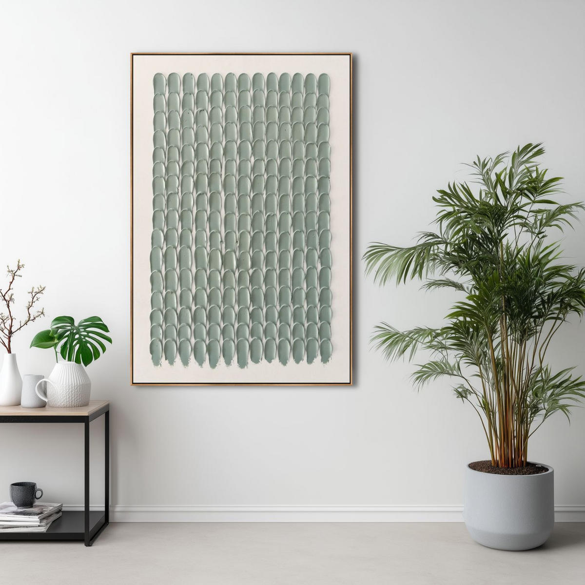 ACRYLBILD HANDGEMALT 60/90 cm - Weiß/Grün, Holz/Textil (60/90cm) - KUNSTLOFT