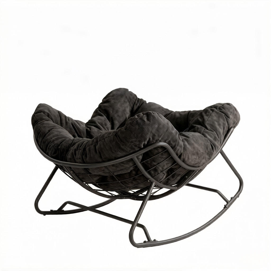 SCHAUKELSTUHL Schwarz Chenille - Schwarz, Textil (75/77/102.5cm) - Oxeza