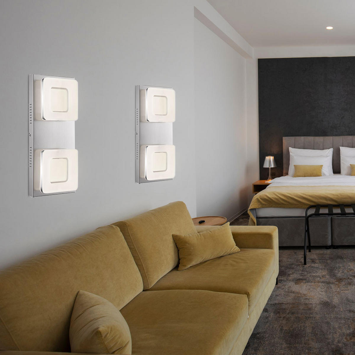 LED WANDLEUCHTE Stahl Silber matt - Silberfarben, Metall (18/43/7.5cm) - Globo Lighting