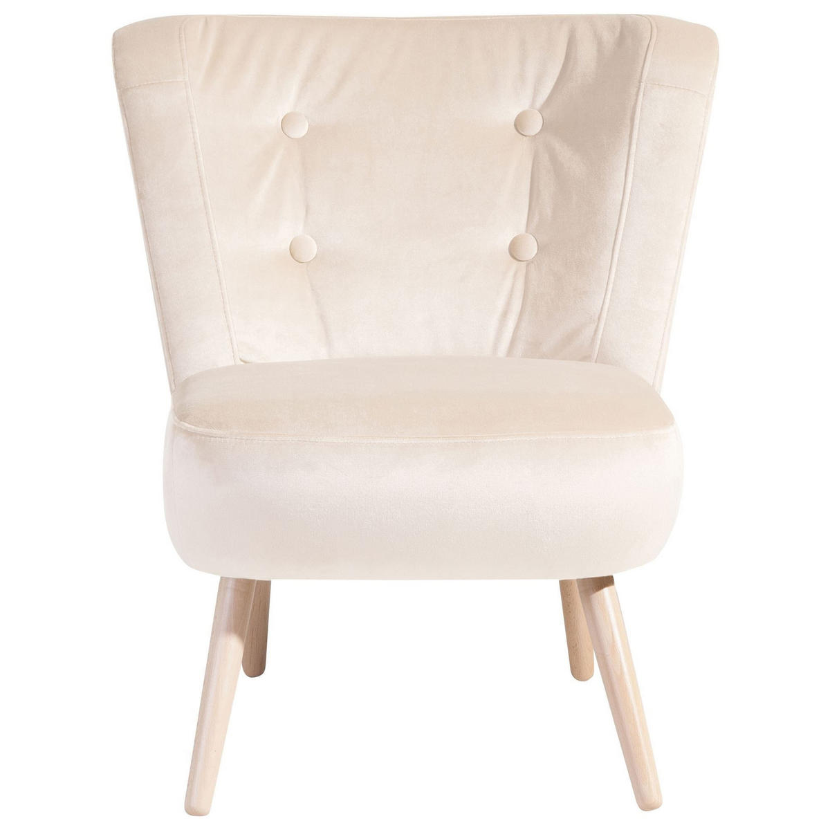 SESSEL Kassi Bezug Samtvelours Buche natur / creme - Weiß, Kunststoff (69/80/68cm) - 58aufmkessel