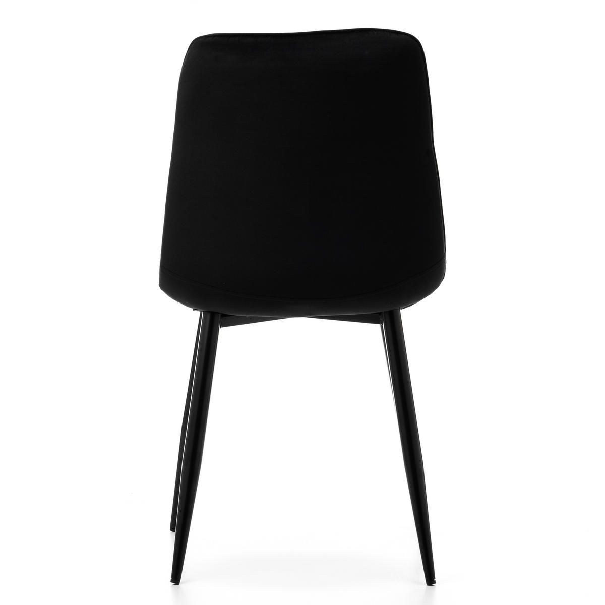 STUHL CHIC gespolsterter mit Steppung - schwarz - Samt Velours - Schwarz, Metall (50/88/47cm) - NEW HOME
