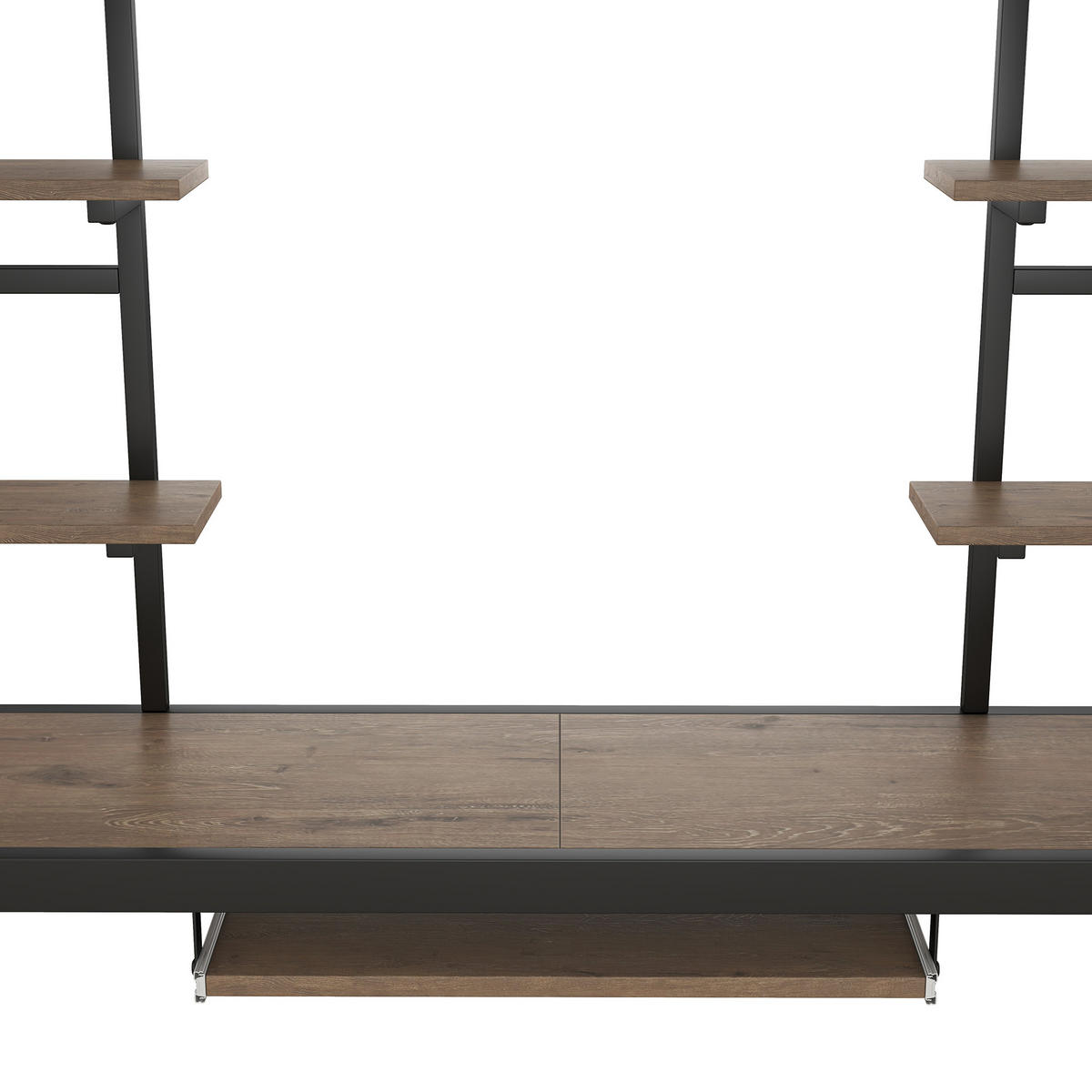 HOCHBETT 140/200 cm in Schwarz mit Schreibtisch und 2 Regalen - Schwarz, Holz/Metall (140/200cm) - STILVORA