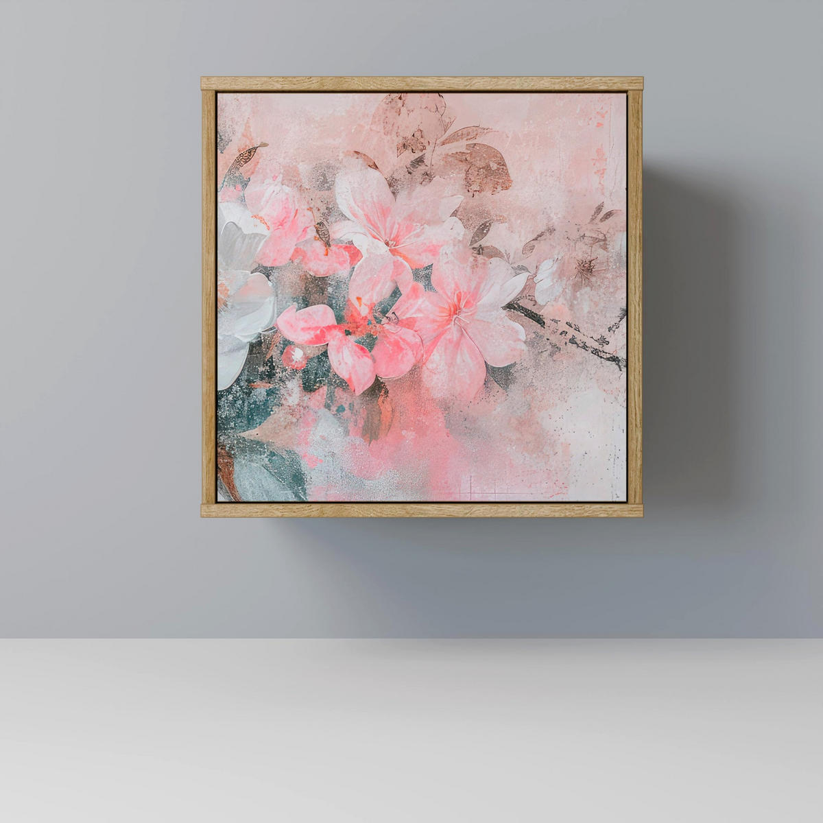 SIDEBOARD CHERRY BLOSSOM, Eichefarben, 57,5x42x77,5 cm, Schräge Buchenholzfüße - Eichefarben/Buchefarben, Holzwerkstoff/Buchenholz (57.5/77.5/42cm) - SpaceRebels