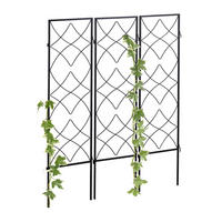 RANKGITTER Schwarz 3er-Set Metall 122x31 cm - Schwarz, Metall (33/122/1cm) - Relaxdays