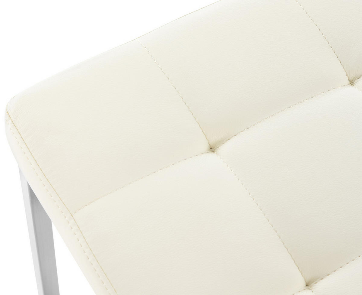 HOCKER Lederlook creme - Edelstahlfarben/Creme, Textil/Metall (40/48/40cm) - CLP