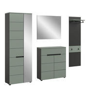 GARDEROBE Nova 4-tlg. (B/H/T: ca. 220/190/37 cm) in Basalt grau/Smoke Green - Grau, Holzwerkstoff (220/190/37cm)