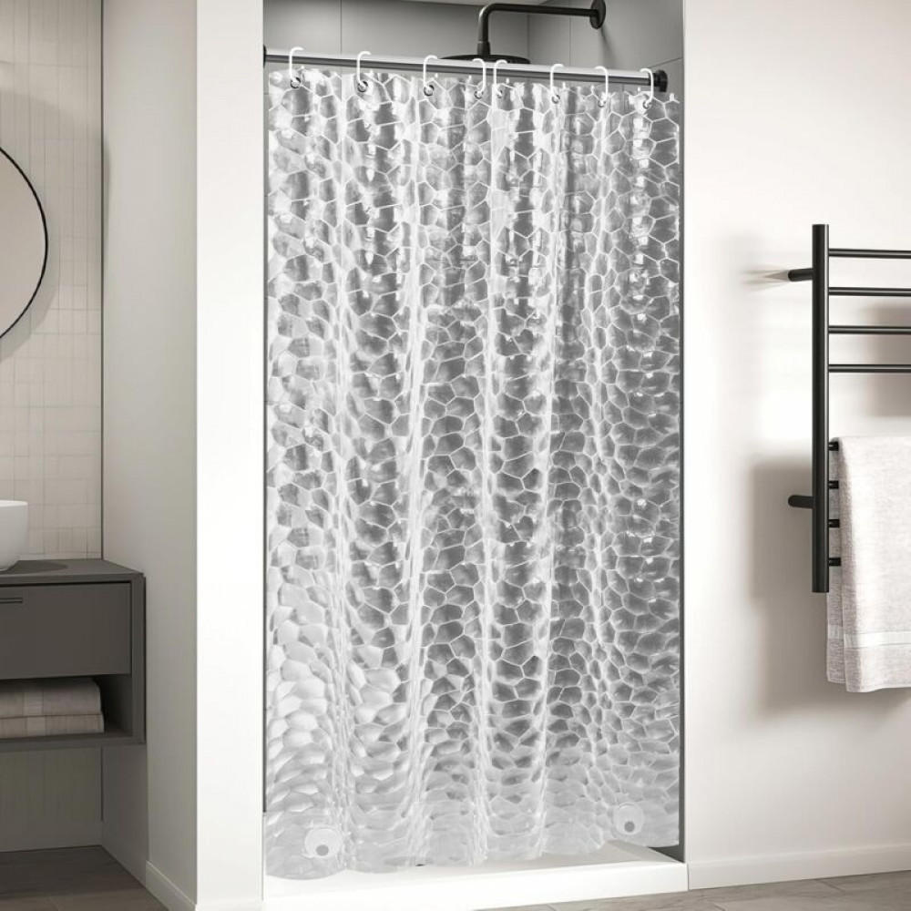 DUSCHVORHANG EVA schimmelresistent wasserdicht waschbar mit Ringen - Grau, Kunststoff (120/180cm) - MCBOSON