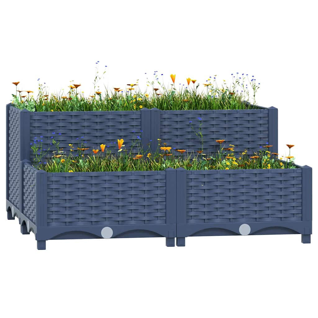 HOCHBEET 80x80x38 cm Polypropylen - Grau, Kunststoff (80/38/80cm)