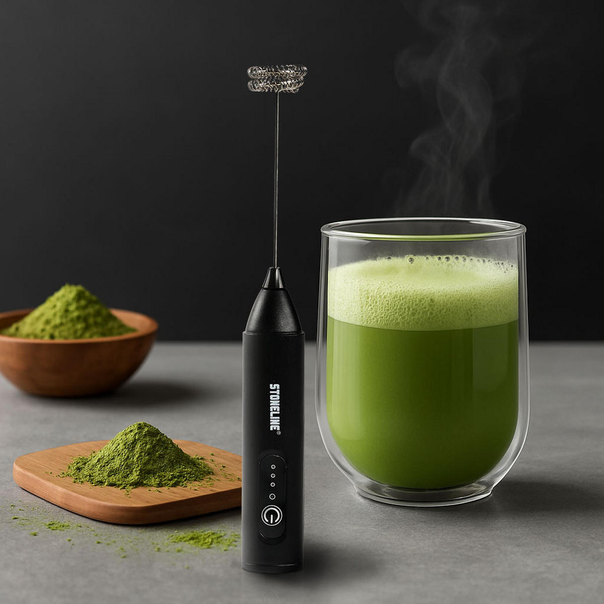 MILCHAUFSCHÄUMER - Schwarz, Kunststoff - Stoneline