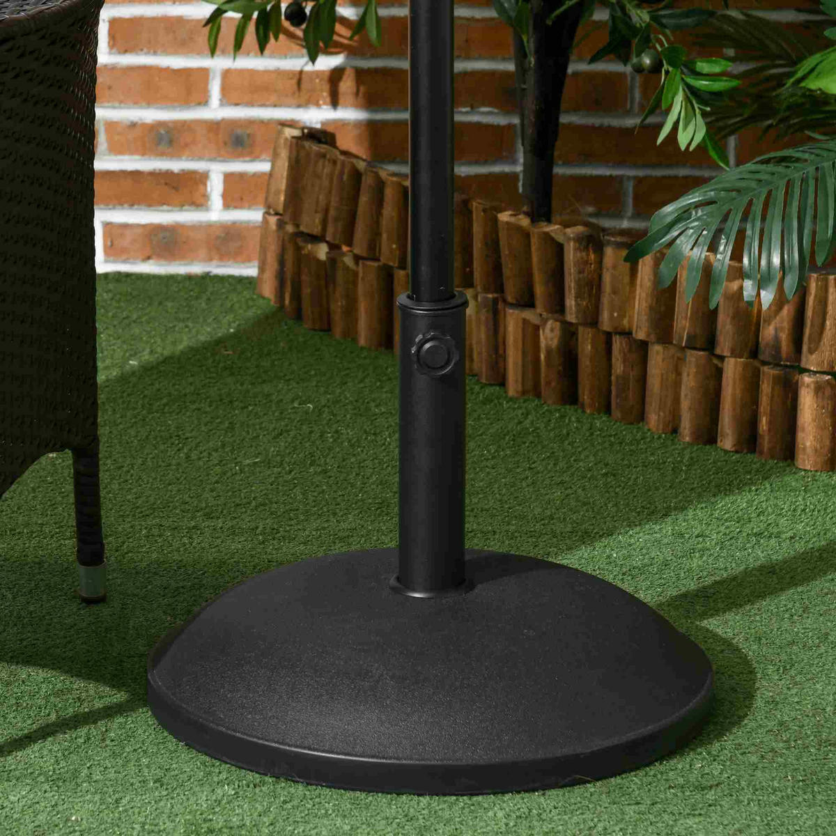 SCHIRMSTÄNDER, Sonnenschirmständer, 3 Adapter, verstellbar, Zement, 25 kg, Schwarz - Schwarz, Kunststoff (49/49cm) - Outsunny