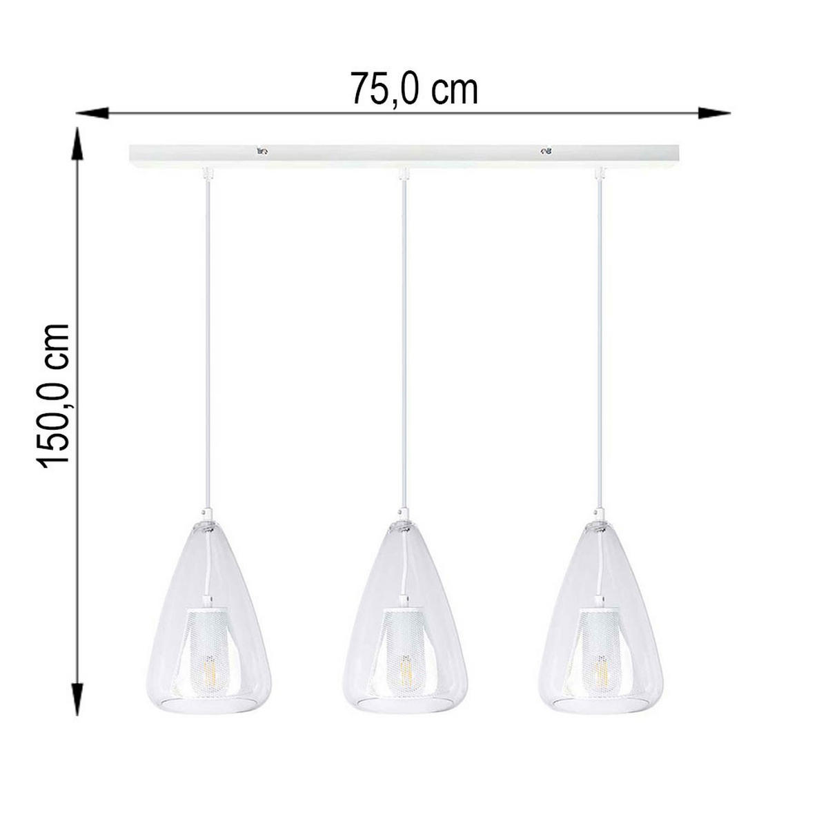 PENDELLEUCHTE Metall Weiß Klar - Weiß, Metall (75/16.5/150cm) - Nowa