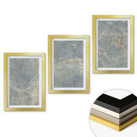 WANDBILDER 3er Set - 20x30 cm Goldrahmen - Dekorativer Stein aus grünem Marmor - Goldfarben, Kunststoff (20/30cm) - ArtPrintCave