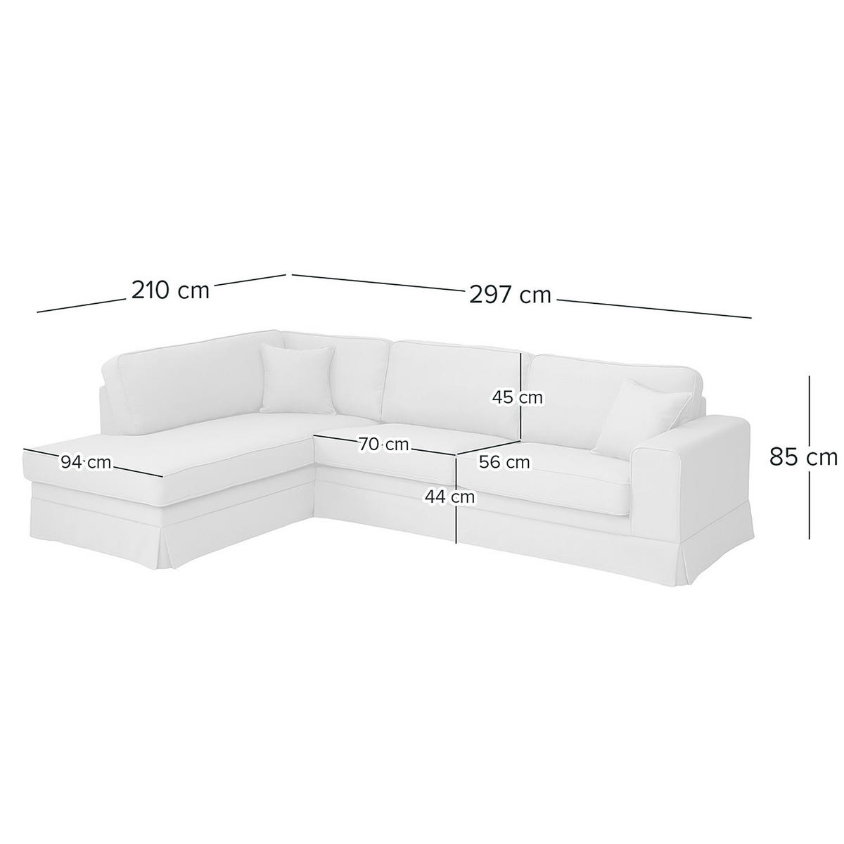 ECKSOFA mit Husse - Ottomane, Webstoff - Hellgrau/Schwarz, Kunststoff/Textil (297/210cm) - home24