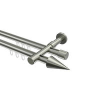 INNENLAUF-GARDINENSTANGEN-SET Prestige Savio 300 cm (geteilt in 3 x 100 cm), 2-läufig, 20 mm Ø Edelstahl-Optik - Edelstahlfarben, Metall (300cm) - INTERDECO