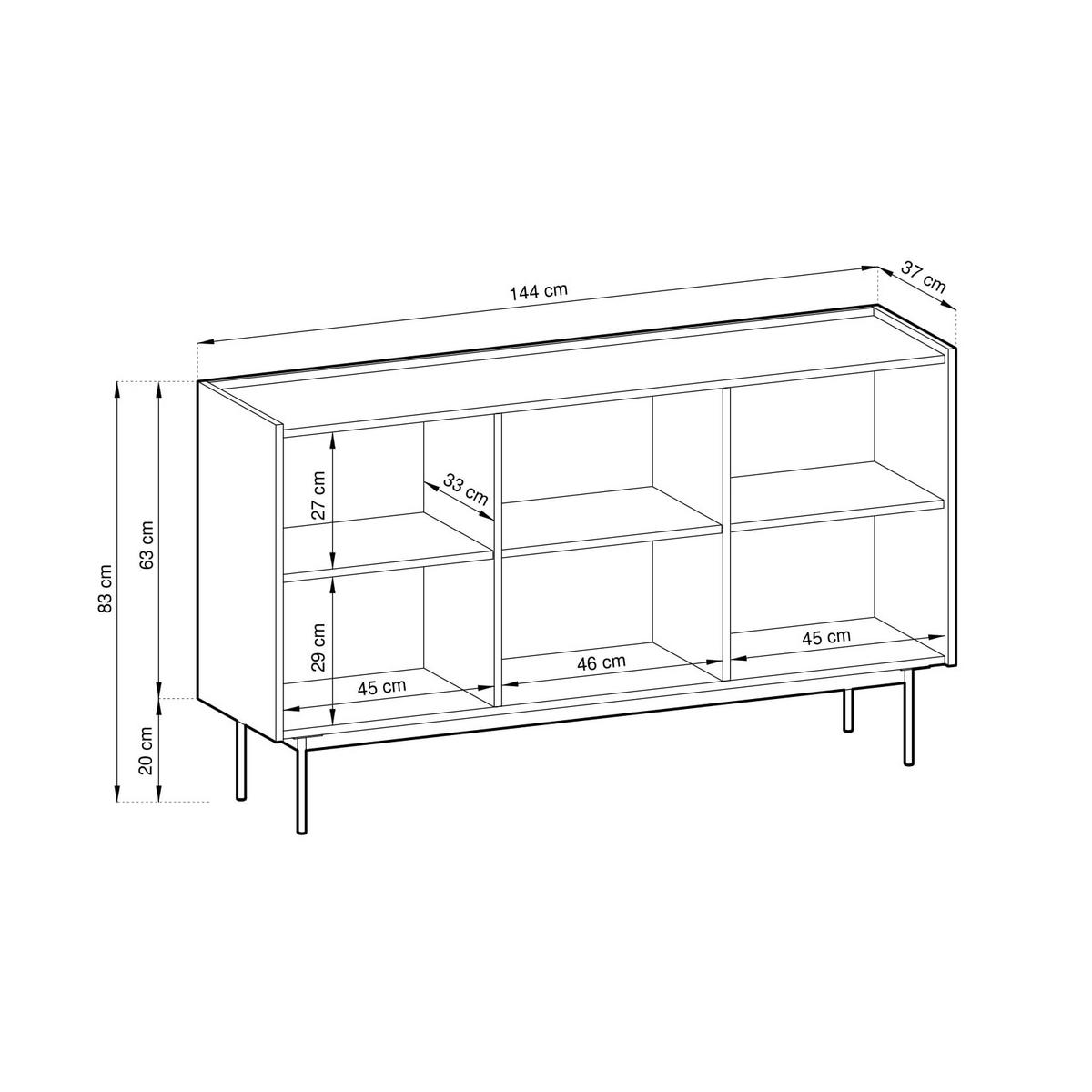 SIDEBOARD COLORE 144/83/37 cm mit 3 Türen Rot - Rot, Holzwerkstoff (144/83/37cm) - MASSENO